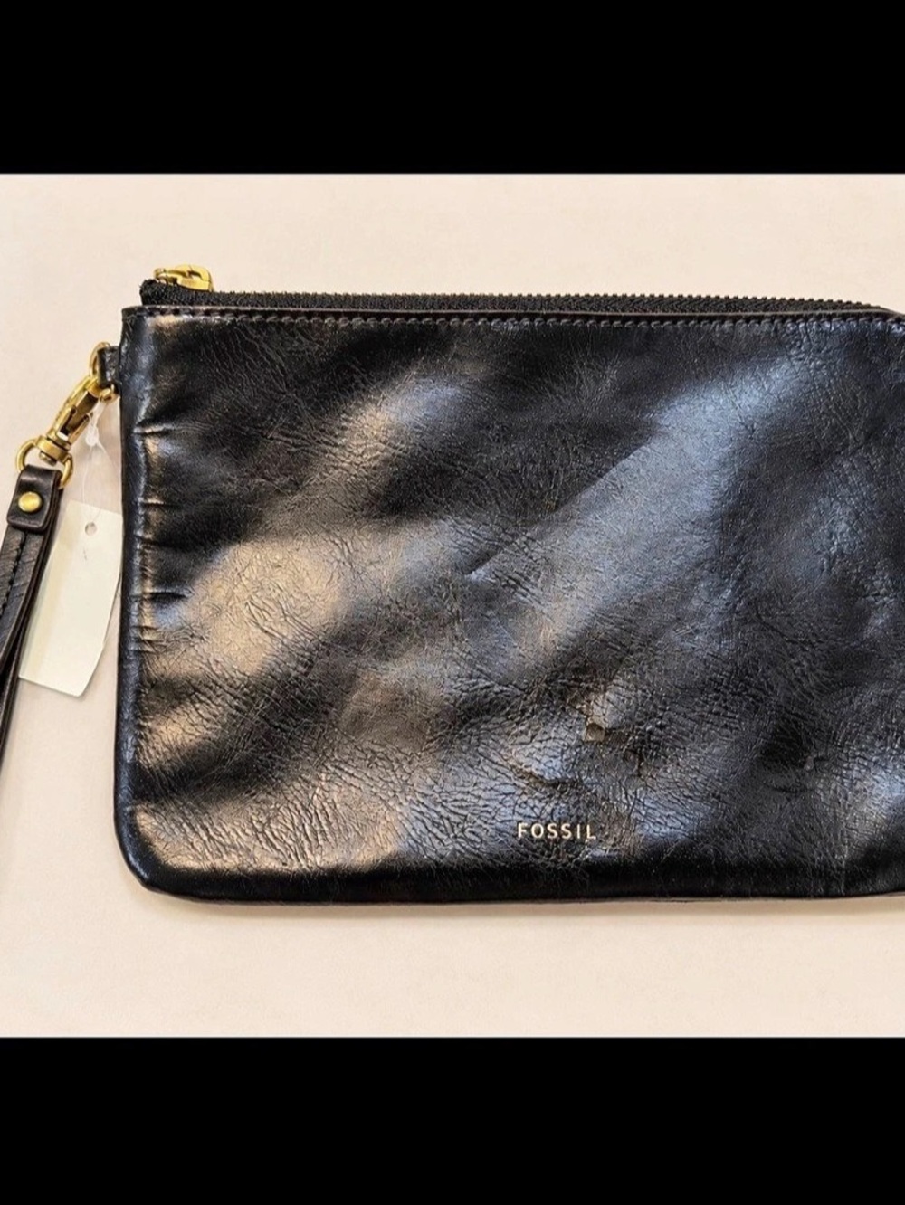 Fossil Black Leather Wristlet Clutch